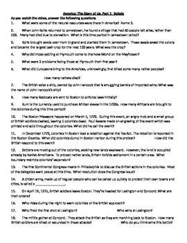 Revolution America The Story Of Us Worksheets