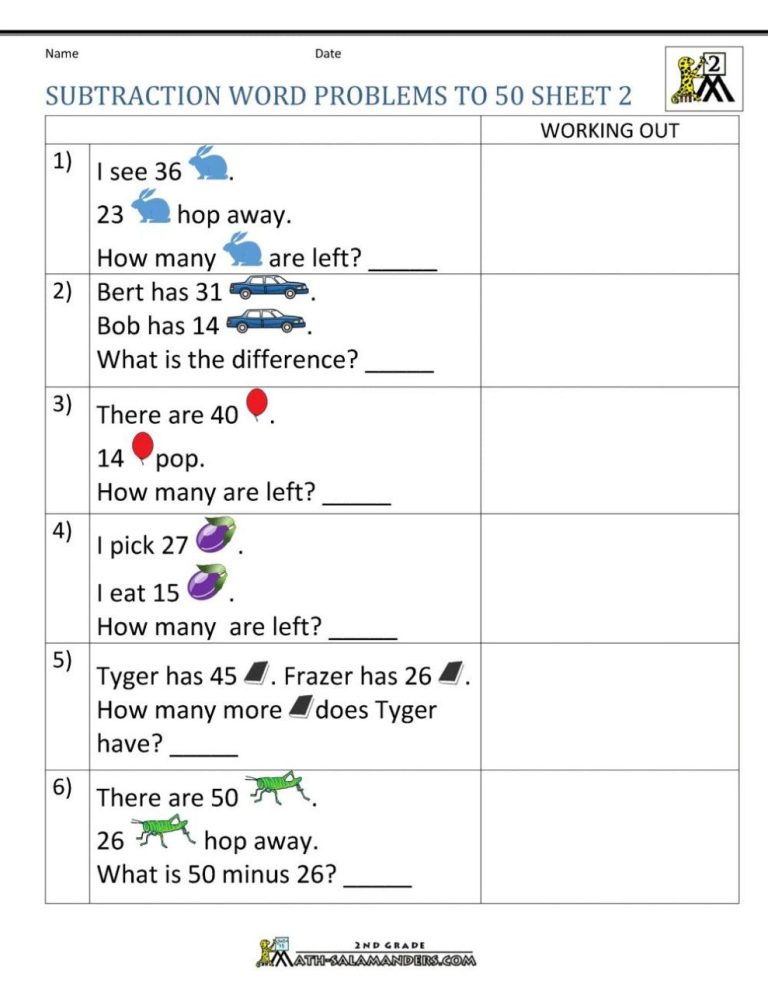 Addition And Subtraction Word Problems Grade 2