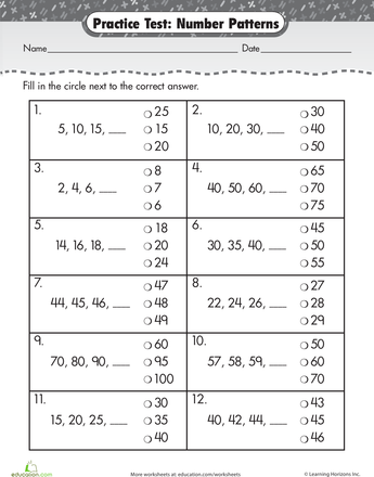 Pattern Worksheets For Grade 3