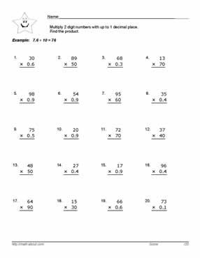 Long Multiplication Worksheets With Decimals