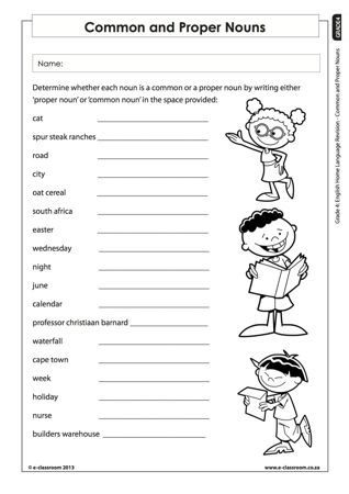 Proper Noun Worksheets Pdf