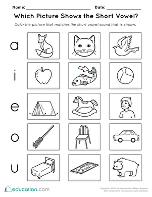 Vowels Worksheets For Preschoolers