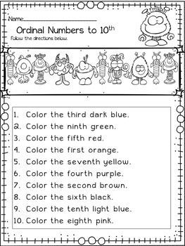 Ordinal Numbers Worksheet Grade 3