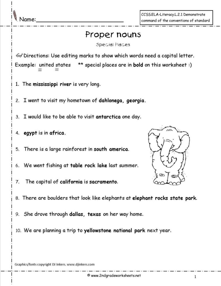 Common And Proper Nouns Worksheets With Answers