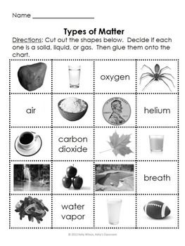 Solid Liquid Gas Worksheet 8th Grade