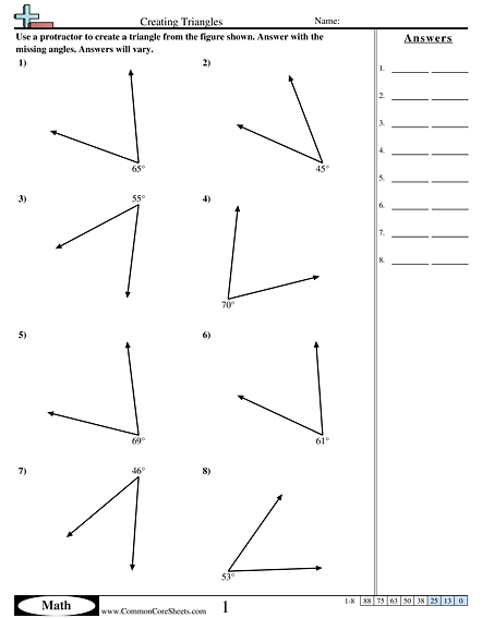 Measuring Angles In A Triangle Worksheet