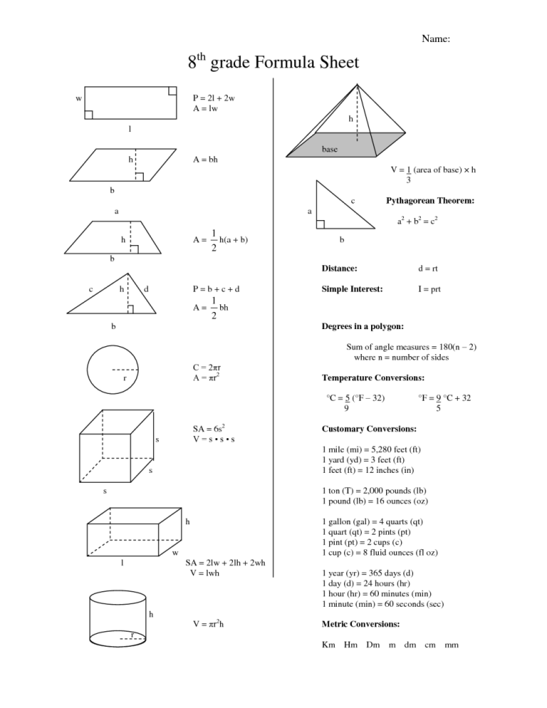 8th Grade Math Worksheets Hard