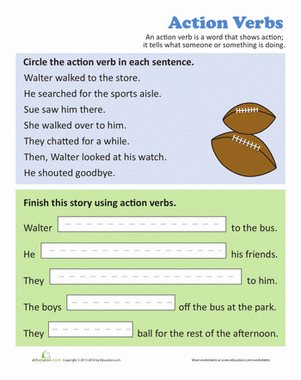 Action Verbs Worksheet 3rd Grade