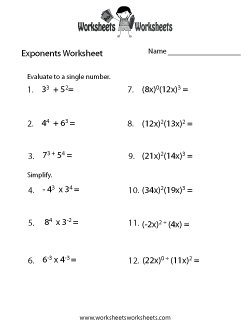 Exponents Worksheets Grade 5