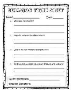 Reflection Sheet For Teachers