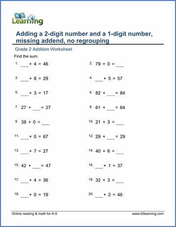 Addition Subtraction Worksheets Grade 2