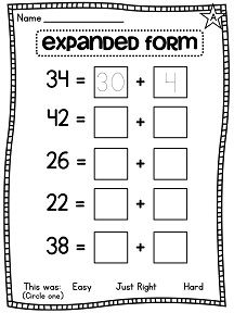 Expanded Notation Worksheets 2nd Grade