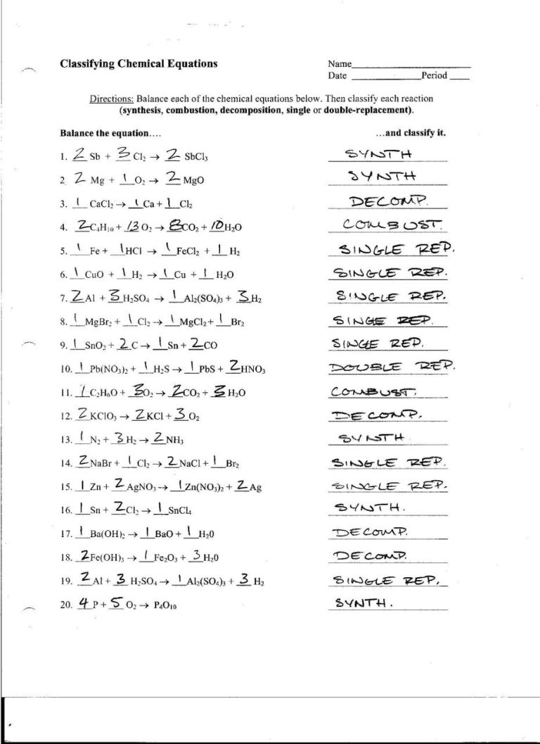 Net Ionic Equation Worksheet