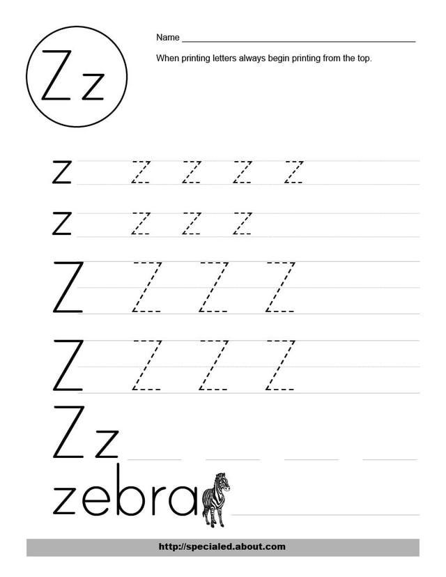 Letter Z Worksheets