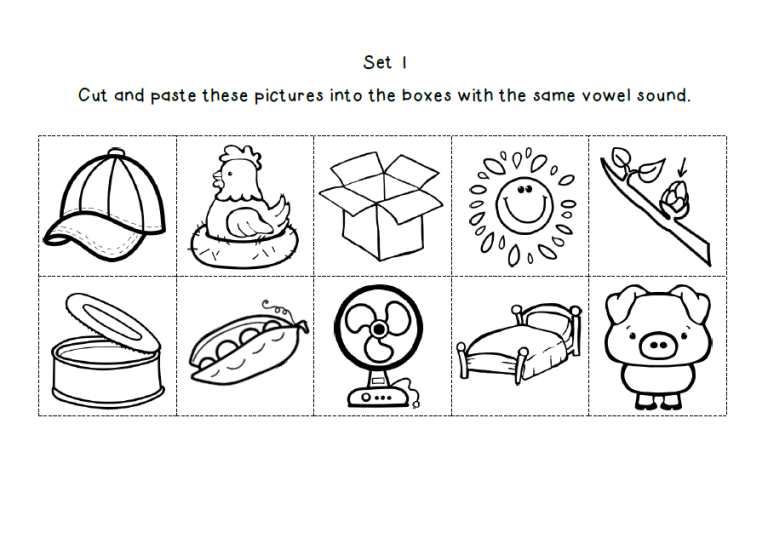 Short Vowel Worksheets Cut And Paste