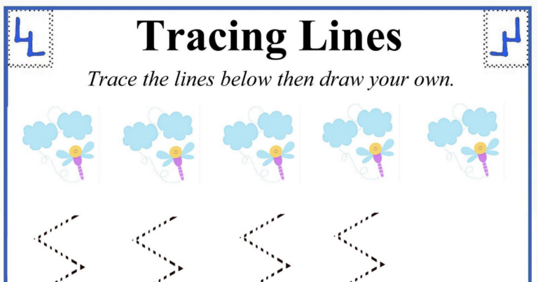 Kindergarten Tracing Lines Worksheets For 3 Year Olds