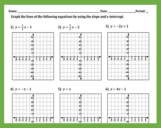 Graphing Equations In Slope Intercept Form Worksheet