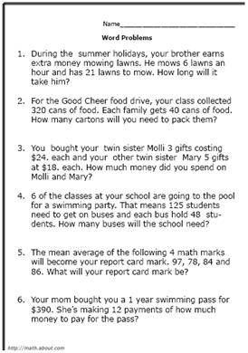 4th Grade Math Word Problems Worksheets Pdf With Answers