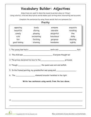 Synonyms Worksheet 4th Grade