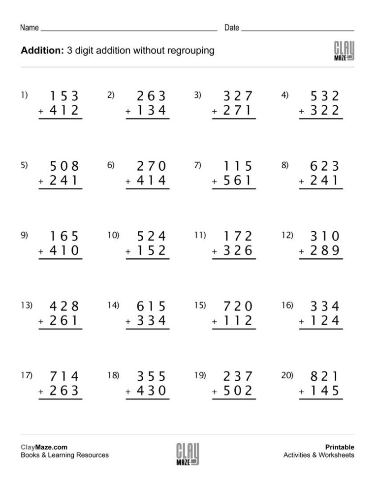 Adding And Subtracting Worksheets 4th Grade