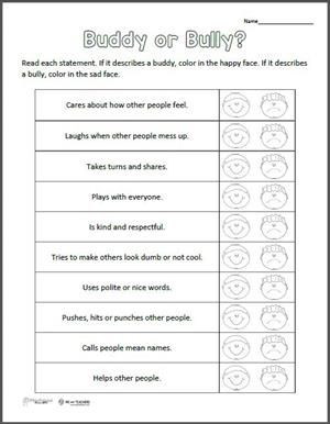 Bullying Worksheets Pdf