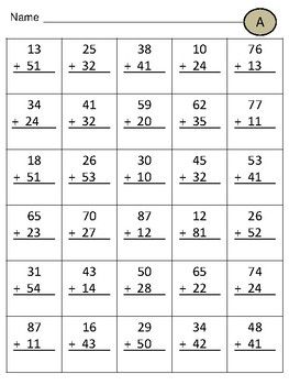 Double Digit Addition And Subtraction Without Regrouping