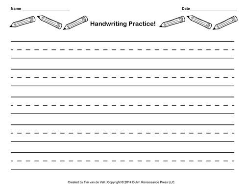 Writing Practice Sheets Free