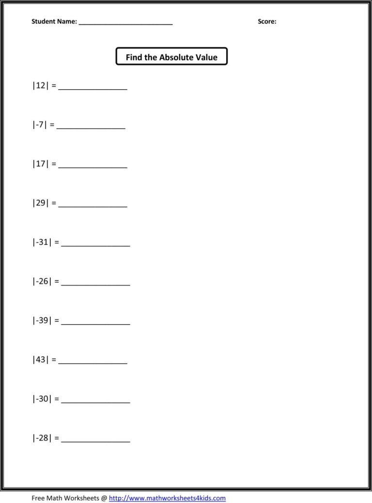 Free Printable Math Worksheets Grade 5