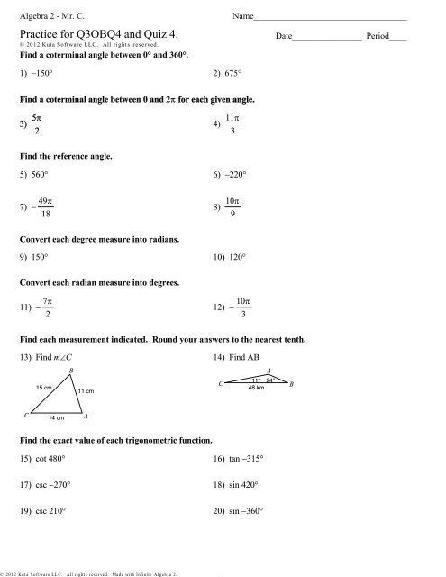 Graphing Trig Functions Worksheet