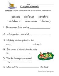 Compound Nouns Worksheet For Grade 5