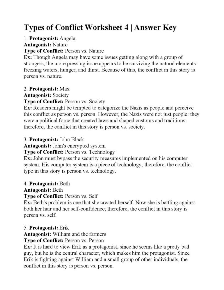 Characterization Worksheet 2 Answer Key