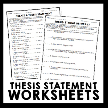 Writing A Thesis Statement Worksheet