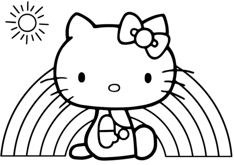 Rainbow Coloring Pages Hello Kitty