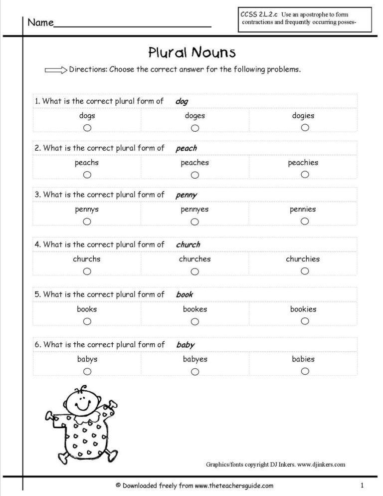 Singular And Plural Nouns Worksheet 5th Grade