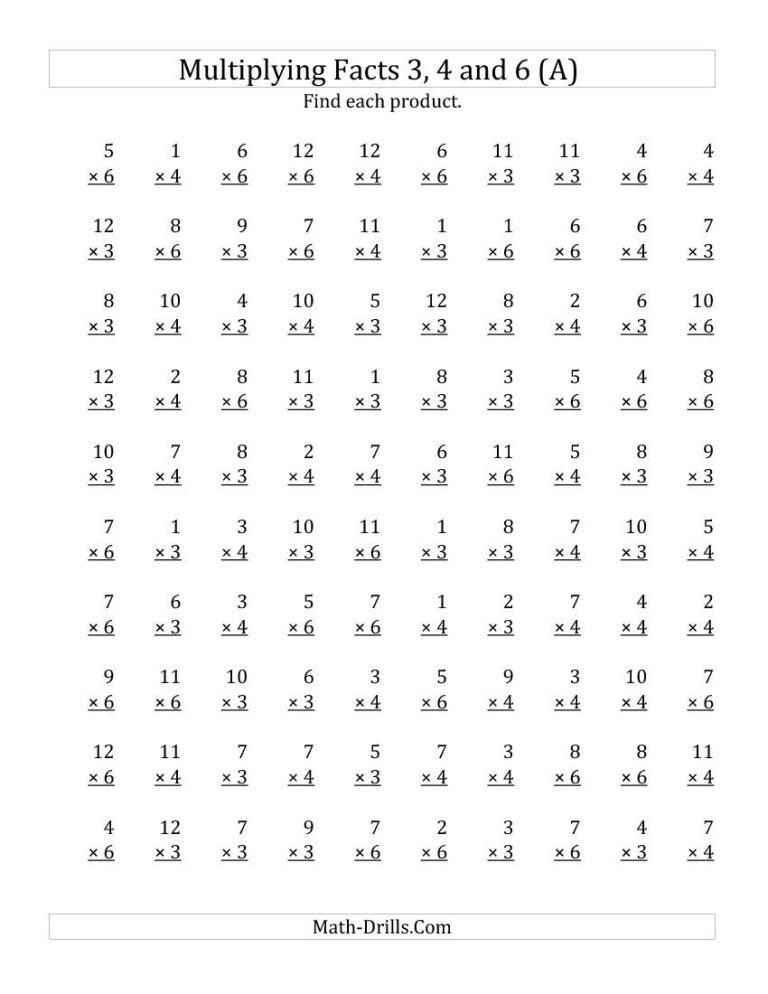 Multiplication Timed Test 3's