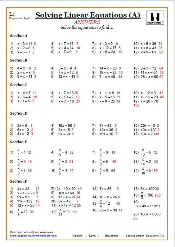 Linear Equations Worksheet With Answers Pdf