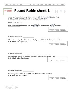 Molarity Practice Problems Worksheet