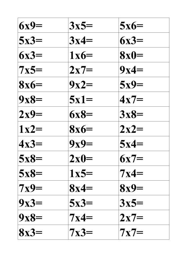 Free Math Worksheets Multiplication