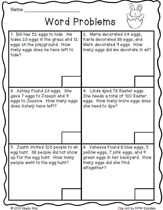 Second Grade Addition Word Problems For Grade 2 Worksheets