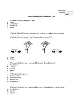 Calculating Speed Velocity And Acceleration Worksheet