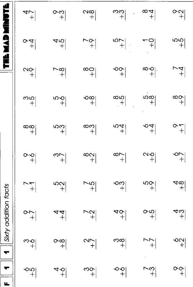 Minute Math Worksheets 1st Grade