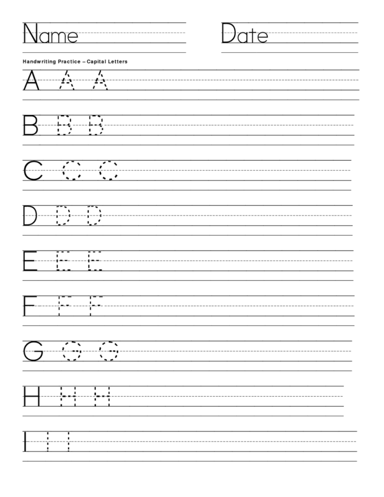 Printable Handwriting Worksheets For Kindergarten