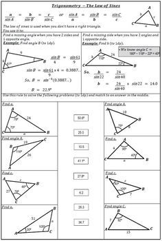 Law Of Sines Word Problems Worksheet