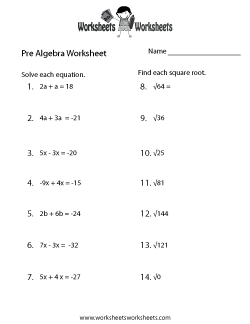 Pre Algebra Practice Worksheets