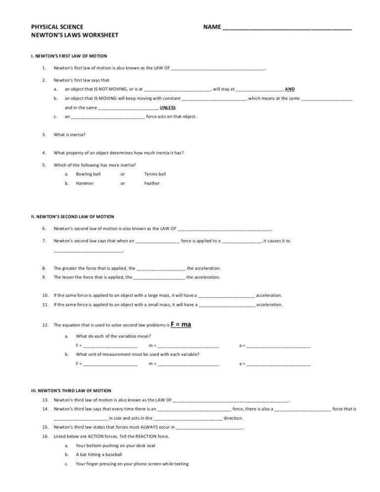 8th Grade Worksheets Science