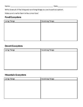 Ecosystem Worksheet Pdf