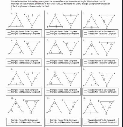 Triangle Congruence Worksheet Answers