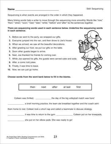 4th Grade Linking Words Worksheet