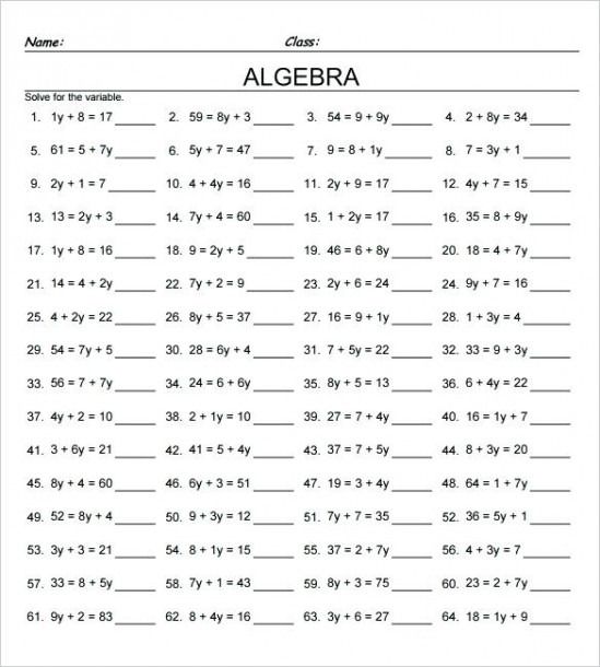 7th Grade Math Worksheets