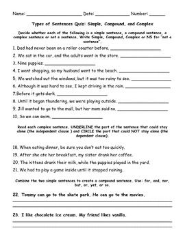 Simple And Compound Sentences Worksheet